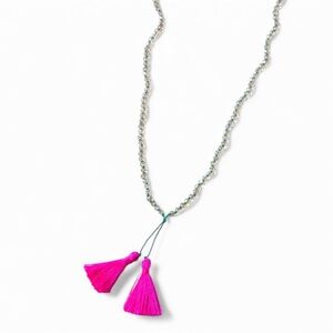 Natural Life Tassel Necklace with Pink Tassels and Turquoise Chain NWT